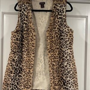 Multiples Animal Print Faux Fur Vest